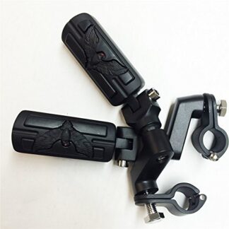 XHT(BC)- Eagle Hawk Shape Front 1 1/4" Highway Radical Stiletto 4475 Foot Pegs Clamps For GoldWing GL Black Body Black Rubber