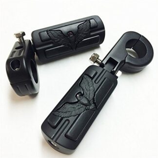 XHT(BC)- Eagle Hawk Shape Rider 1 1/2" Stiletto 4475 Foot Peg P-Clamps For Shadow ACE Magna Valkyrie Black Body Black Rubber