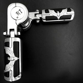 XHT(BC)- Eagle Hawk Shape Rider 1 1/2" Stiletto 4475 Foot Peg P-Clamps For Shadow ACE Magna Valkyrie Chrome Body Black Rubber