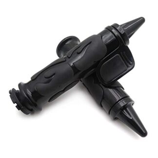 XHT(BC)- Flame Black 1" (25mm) Spike Non slip Gel Rubber Hand Grip Throttle Boss Compatible with Most Motorcycle Kawasaki Yamaha Road Star [P/N: MT291-007-D-25]
