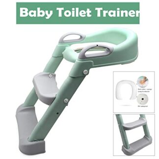 XHT(BC) Green Toddler Potty Training Seat Ladder Step Toilet Girl Chair Infant Kids Bathroom Trainer