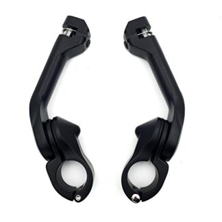 XHT(BC)- Kit 112- Black 5" Long Angled Adjustable Highway Foot Peg Mount Kit For Harley Sukuzi Kawasaki 1.25" (1-1/4") Engine Guard Frame Tube