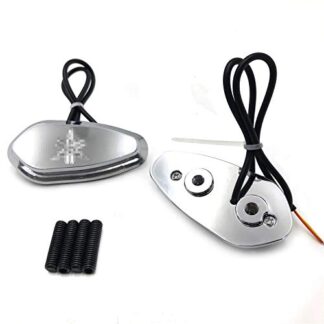 XHT(BC)- LED Signal Snow Style Engraved Chrome Mirror Block Off Base Platesv Compatible with 00-08 Yamaha R1 Yzf-R1 Yzfr1 [P/N: MT222-011A-TF]