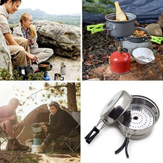 XHT(BC) MT-ET-Cook001-SR 3PCS Outdoor Camping Cookware Stainless Steel Cooking Picnic Bowl Pot Pan Set