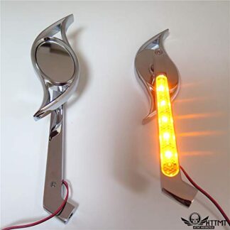 XHT(BC) MT203+TTT003-CD 2 CHROME CUSTOM Wisdom Eye MIRRORS SET LED TURN SIGNALS FIT HARLEY MOTORCYCLE