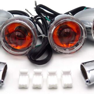 XHT(BC)-MT224-017F+R-CD+CL 4X Turn Signal Indicator Chrome Clear For 1992-2016 Harley Sportster XL 883 1200