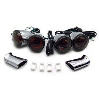 XHT(BC)-MT224-017F+R-CD+GRAY 4X Chrome Motorcycle Turn Signal Lights Indicator For Harley Sportster Iron 883