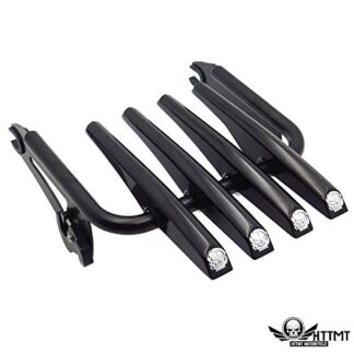 XHT(BC) MT502-003A-BK+CD-A Skull Stealth Luggage Rack For Harley Touring FLHR FLTR 2009-2018 Black
