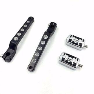 XHT(BC)- Motorcycle Aluminum Chrome Zombie Shifter Pegs with Black Hollowed-out Heel/Toe Shift Levers For Harley Davidson Fat Boy FLSTF 1980 and later