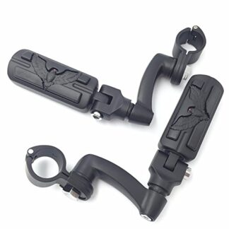XHT(BC)- Motorcycle Black 360 Adjustable Peg Mounting Kit Eagle Foot Peg For GoldWing VTX1300 Shadow Valkyrie Triumph Equipped with 1-1/4 inch (1.25") Front Engine Guard Frame Tube