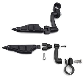 XHT(BC)- Motorcycle Black 360 Adjustable Peg Mounting Kit Stiletto Shape Foot Peg For GoldWing VTX1300 Shadow Valkyrie Triumph Rocket Equipped 1-1/4 inch (1.25") Front Engine Guard Frame Tube