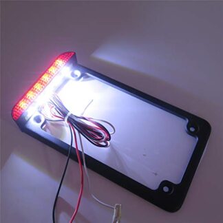 XHT(BC)- Motorcycle Black 7" x 4" Flat License Plate Frame Bracket Tag Holder w/ 3" LED Bar For Universal/Suzuki/Yamaha/Kawasaki/Harley