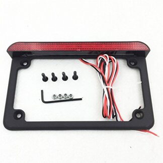 XHT(BC)- Motorcycle Black 7" x 4" Flat License Plate Frame Bracket Tag Holder w/ 6" LED Bar For Universal/Suzuki/Yamaha/Kawasaki/Harley