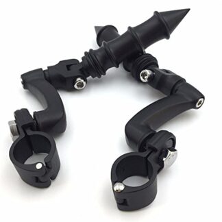 XHT(BC)- Motorcycle Black Adjustable Peg Mounting Kit Foot Peg Footrest For Harley Davidson Sportster 883 1200 Street Bob Softail CVO Equipped 1-1/4 inch (1.25") Front Engine Guard