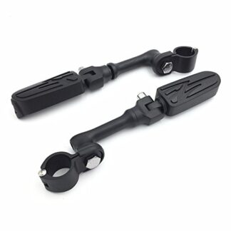 XHT(BC)- Motorcycle Black Adjustable Peg Mounting Kit Lightning Style Foot Peg Footrest For Harley Davidson Sportster 883 1200 Street Bob Softail CVO with 1 inch (1") 25mm Front Engine Guard