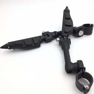 XHT(BC)- Motorcycle Black Adjustable Peg Mounting Kit Stiletto Shape Foot Peg Footrest For Harley Davidson Sportster 883 1200 Street Bob Softail CVO with 1-1/2 inch (1.5") Front Engine Guard