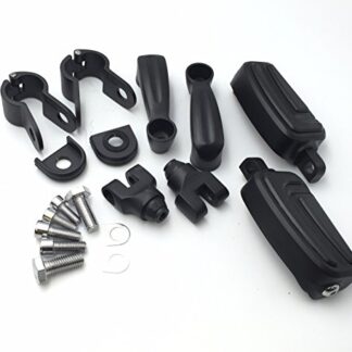 XHT(BC)- Motorcycle Black Adjustable Peg Mounting Kit with AirFlow Foot Peg For GoldWing VTX1300 Shadow Valkyrie Triumph with 1-1/4 inch (1.25") Front Engine Guard Frame Tube