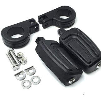 XHT(BC)- Motorcycle Black AirFlow Arrow Foot Rest Foot Pegs with 1 1/2" 1.5 inch Mounting Bracket For GL1800 GL1500 GL1100 GL1200 VT750 Shadow VT750C ACE VT1100 VTX1300 1800