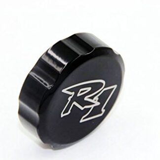 XHT(BC)- Motorcycle Black Brake Fluid Reservoir Cap Cover"R1" Engraved For 1998-2012 Yamaha YZF R1