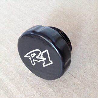 XHT(BC)- Motorcycle Black Brake Fluid Reservoir Cap Cover"R1" Engraved For 1998-2012 Yamaha YZF R1