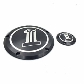 XHT(BC)- Motorcycle Black Chrome Skull No.1 Dark Custom Derby Timer Cover CNC Air Cleaner Cover Trim For Harley Davidson FLD Dyna Switchback FLHR Road King Electra Glide Classic XL 1200C Sportster