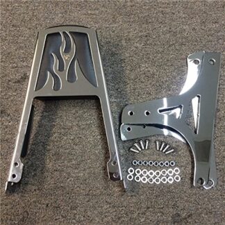 XHT(BC)- Motorcycle Black Flame Backrest Sissy Bar With Leather Pad For Harley Davidson Softail Flstc Flstf Flstn Flsts FLSTSC FXST FXSTB FXSTS FXSTSB