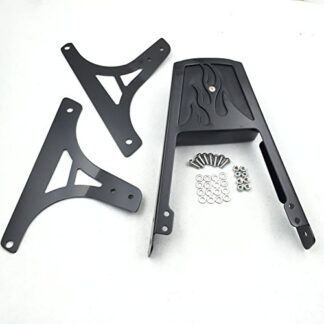 XHT(BC)- Motorcycle Black Flame Backrest Sissy Bar With Leather Pad For Harley Davidson Softail Flstc Flstf Flstn Flsts FLSTSC FXST FXSTB FXSTS FXSTSB