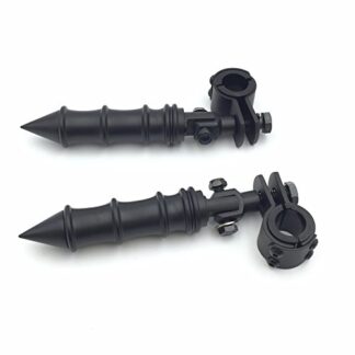 XHT(BC)- Motorcycle Black Foot Peg Footrest with Mounting Kit Clamps 1"and 1 1/4" For GoldWing VTX1300 Shadow Valkyrie Triumph Front Engine Guard Frame Tube