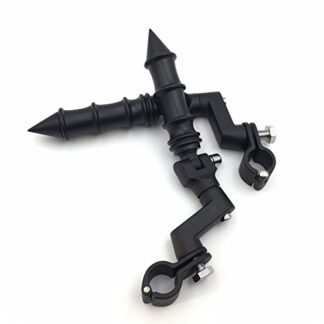 XHT(BC)- Motorcycle Black Foot Peg Footrest with Mounting Kit Clamps Fits Front Engine Guards with 1-1/4" Diameter Tubing For Yamaha V-STAR Roadstar Suzuki Boulevard Intruder M90