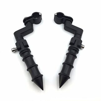 XHT(BC)- Motorcycle Black Foot Peg Footrest with Mounting Kit Clamps Fits Front Engine Guards with 1.25" Diameter Tubing For Harley Iron 883 XL883N Electra Glide Ultra Road King FLHR