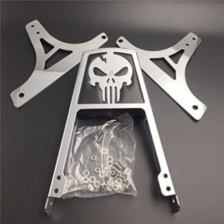 XHT(BC)- Motorcycle Black High Quality Skull Backrest Sissy Bar With Leather Pad For Harley Davidson Softail Flstc Flstf Flstn Flsts FLSTSC FXST FXSTB FXSTS FXSTSB