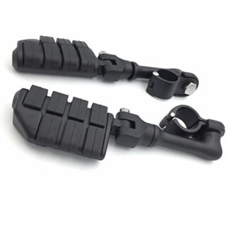 XHT(BC)- Motorcycle Black Long Angled Adjustable Dually P-Clamps Large Footpeg Footrest For Harley Davidson Sportster 883 1200 Street Bob Softail CVO 1 inch (1") Front Engine Guard
