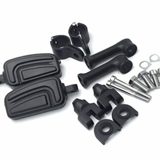 XHT(BC)- Motorcycle Black Long Angled Adjustable Highway Peg Mounting Kit AirFlow Footrest For Yamaha V-STAR Roadstar Suzuki Boulevard with 1-1/2 inch (1.5") Front Engine Guard Frame Tube