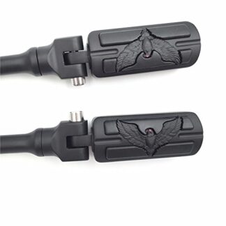 XHT(BC)- Motorcycle Black Long Angled Adjustable Peg Mounting Kit Eagle Foot Peg For GoldWing VTX1300 Shadow Valkyrie Triumph with 1-1/2 inch (1.5") Front Engine Guard Frame Tube