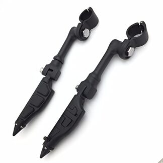 XHT(BC)- Motorcycle Black Long Angled Adjustable Peg Mounting Kit Stiletto Shape Footrest Foot Pegs For Yamaha V-STAR Roadstar Suzuki Boulevard with 1 inch (1") 25mm Front Engine Guard Frame Tube