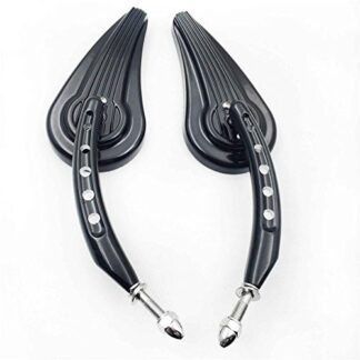 XHT(BC)- Motorcycle Black Raindrop Side Racing Mirrors For 1984 and up Harley Davidson Dyna Street Bob Low Rider Fat Bob Wide Glide Switchback CVO Street Glide Trike Freewheeler Tri Glide Ultra