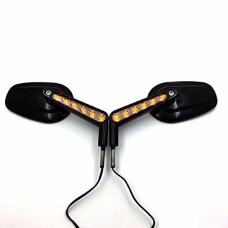 XHT(BC)- Motorcycle Black Rear View Left Right Mirrors with LED Stem Fit For Harley Davidson FLSTC FXDB DYNA FXDF FLSTF