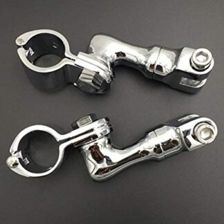 XHT(BC)- Motorcycle Black Short Angled Adjustable Highway Peg Mounting Kit For Bike Equipped with 1-1/4 inch (1.25") Front Engine Guard Frame Tube Sportster 883 1200 Street Bob Softail CVO