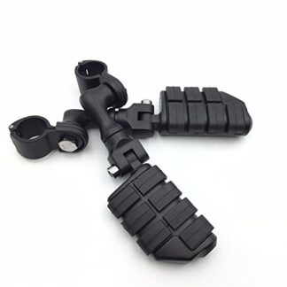 XHT(BC)- Motorcycle Black Short Angled Adjustable P-Clamps Large Footpeg Footrest For Yamaha V-STAR Roadstar Suzuki Boulevard Equipped with 1 inch (1") 25mm Front Engine Guard Frame Tube