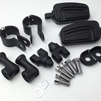 XHT(BC)- Motorcycle Black Short Angled Adjustable Peg Mounting Kit AirFlow Foot Peg Footrest For Harley Sportster 883 1200 Street Bob Softail CVO 1-1/2 inch (1.5") Front Engine Guard