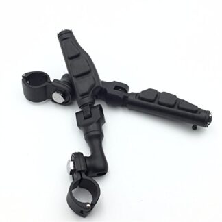 XHT(BC)- Motorcycle Black Short Angled Adjustable Peg Mounting Kit Flat End Footrest Foot Pegs For Yamaha V-STAR Roadstar Suzuki Boulevard with 1-1/2 inch (1.5") Front Engine Guard Frame Tube