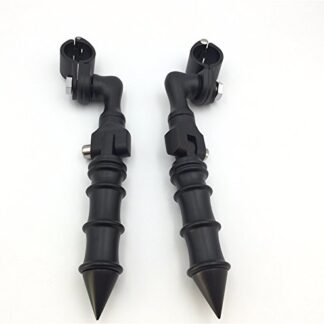 XHT(BC)- Motorcycle Black Short Angled Adjustable Peg Mounting Kit Foot Peg For GoldWing VTX1300 Shadow Valkyrie Triumph 1 inch (1") 25mm Front Engine Guard Frame Tube