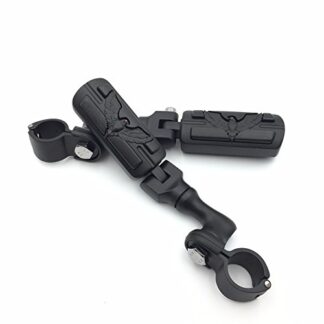 XHT(BC)- Motorcycle Black Short Angled Peg Mounting Kit with Hawk Foot Peg For Bike Equipped with 1 inch (1") 25mm Front Engine Guard Frame Tube Iron 883 XL883N Electra Glide Ultra Road King FLHR