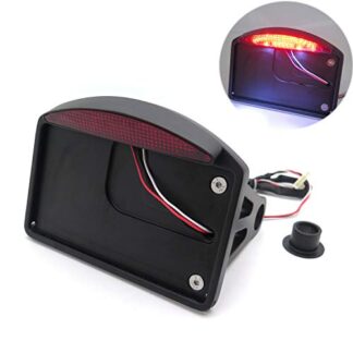 XHT(BC)- Motorcycle Black Side Mounted Flat License Plate Bracket w/Led Tail Light Brake Light 1" Axles For Suzuki Kawasaki Yamaha Cruisers VT Shadow Spirit Velorex Deluxe 600 750 1100
