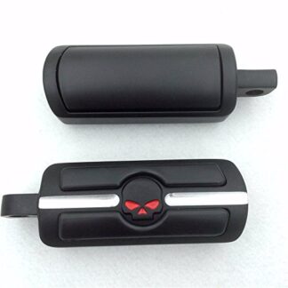 XHT(BC)- Motorcycle Black Skull Groove Aluminum Foot Pegs For Universal 1984-2014 Harley Davidson bikes