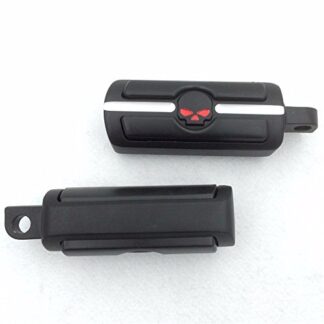 XHT(BC)- Motorcycle Black Skull Groove Foot Pegs Footrest Kit For Harley Dyna Glide Fat Bob Street Bob