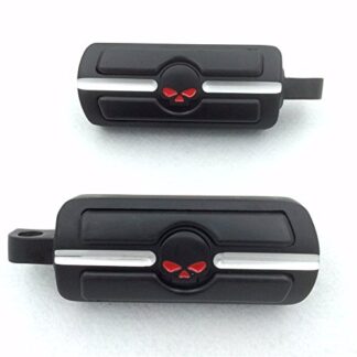XHT(BC)- Motorcycle Black Skull Groove Foot Pegs Footrest Kit For Harley Touring Softail Dyna Sportster