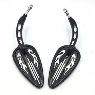 XHT(BC)- Motorcycle Black Skull Side Mirrors with Hollow-out Stems Flame Groove For 1982 and up Harley bike Super Glide FXE Dyna Super Glide T Sport FXDXT
