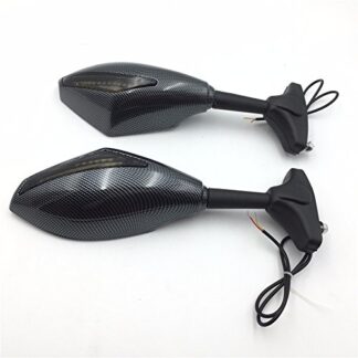 XHT(BC)- Motorcycle Blue Led Turn Signal Mirror Carbon Fiber Smoke For Triumph Daytona 600 650 Tt600 New