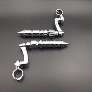 XHT(BC)- Motorcycle Chrome 360 Adjustable Peg Mounting Kit Peg For GoldWing VTX1300 Shadow Valkyrie Triumph Equipped with 1-1/4 inch (1.25") Front Engine Guard Frame Tube